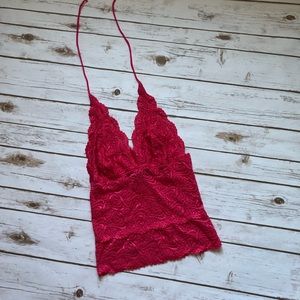 Bebe raspberry lace top size xs